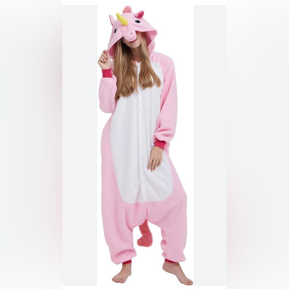 Pink and White Unicorn Onesie Pajamas - Picture 2 of 16